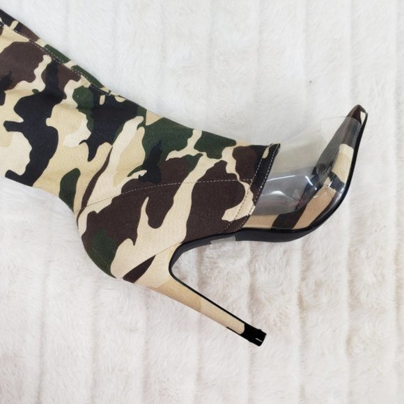 Cape Robbin Thigh High Camo Stretch High Heel Boots - Picture 5 of 6